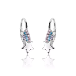 Kolczyki srebrne gwiazdki tęcza dla dziewczynki angielskie