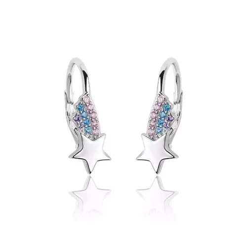 Kolczyki srebrne gwiazdki tęcza dla dziewczynki angielskie