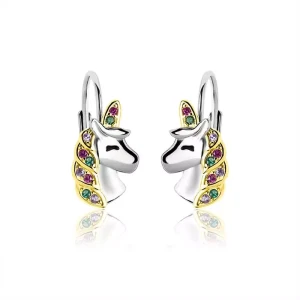 Srebrne kolczyki jednorożce dla dziewczynki angielskie zapięcie