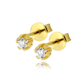Klasyczne złote kolczyki z cyrkoniami, próba 585