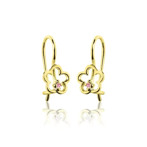 Kolczyki złote kwiatki dla dziewczynki na biglu Chrzest, Komunia, Roczek