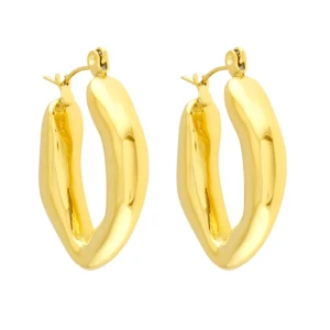 Kolczyki złote owalne koła dmuchane stal szlachetna bigiel