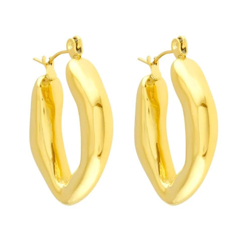 Kolczyki złote owalne koła dmuchane stal szlachetna bigiel