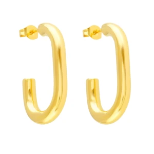 Kolczyki złote półkola owalne elipsa stal szlachetna sztyft