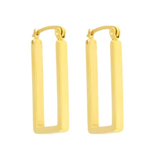 Kolczyki złote prostokąty geometryczne wiszące stal szlachetna angielskie