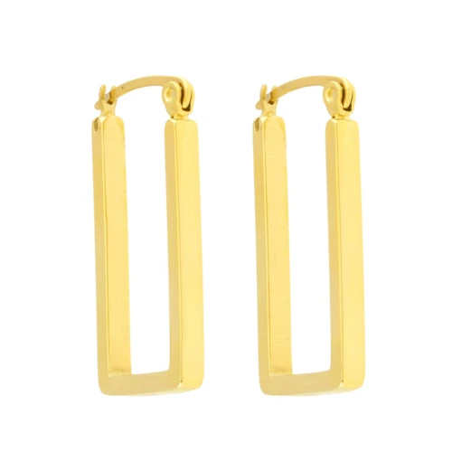 Kolczyki złote prostokąty geometryczne wiszące stal szlachetna angielskie