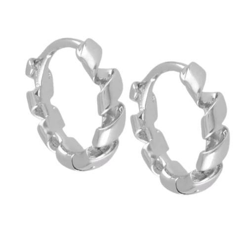 Kolczyki srebrne kółka spiralnie skręcane stal chirurgiczna zatrzask