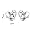 Kolczyki srebrne króliczki w sercu dla dziewczynki sztyft rozmiar