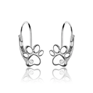 Kolczyki srebrne łapki z cyrkonią dziecięce angielskie 