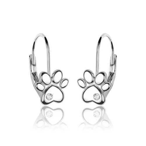 Kolczyki srebrne łapki z cyrkonią dziecięce angielskie