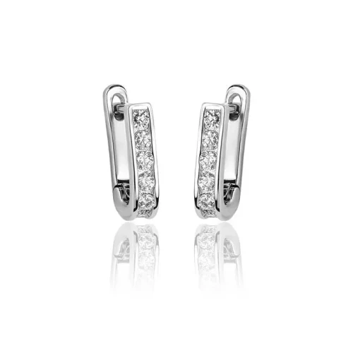 Kolczyki srebrne z cyrkoniami dla dziewczynki klasyczne zapięcie angielskie rodowane