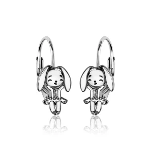 Srebrne kolczyki króliczki dla dziewczynki wiszące 925 angielskie zapięcie na urodziny