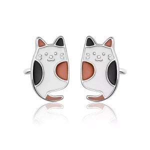 Kolczyki srebrne kotki dla dziewczynki sztyft Tricolor