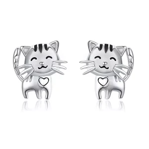 Kolczyki srebrne kotki dziecięce sztyft