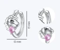 Srebrne kolczyki kółka z jednorożcem / różowe serca dla dziewczynki cyrkonia 925 rozmiar