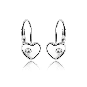 Kolczyki srebrne serca z cyrkoniami dla dziewczynki bigiel