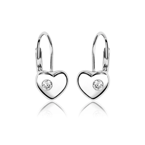 Kolczyki srebrne serca z cyrkoniami dla dziewczynki bigiel