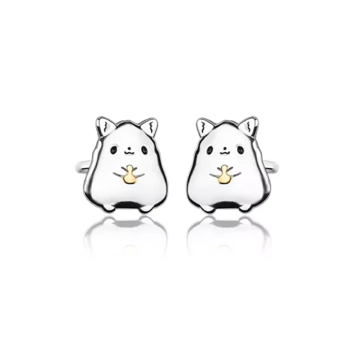 Kolczyki srebrne chomik dla dziewczynki wkrętki