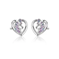 Kolczyki srebrne jednorożce serce dla dziewczynki z cyrkoniami sztyft 925