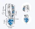 Kolczyki srebrne kółka wiszące serca / niebieska i biała cyrkonia / 925 / zatrzask rozmiar