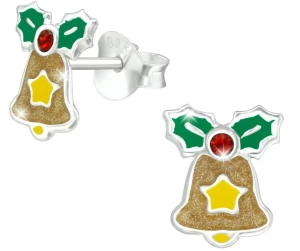 Srebrne kolczyki świąteczne dzwoneczki dla dziewczynki 925