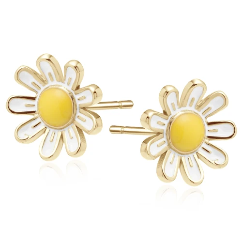 Kolczyki srebrne pozłacane stokrotki kwiatki sztyft 925