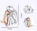 Kolczyki srebrne pozłacane dziewczynka i piesek/ przyjaciele / 925 wkrętki / sztyft rozmiar