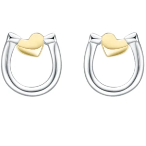 Kolczyki srebrne podkowy konie koniki pozłacane serce 925