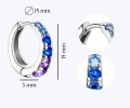 Kolczyki kółka z niebieskim cyrkoniami zatrzask
