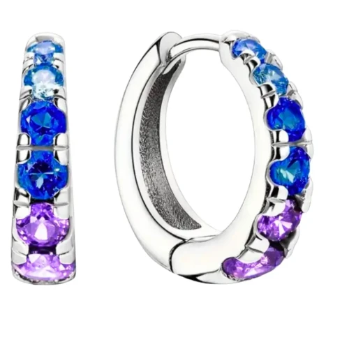 Kolczyki srebrne kółka z cyrkoniami 15 mm dla dziewczynki rodowane