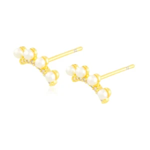 Kolczyki półokrągłe z perłami stal chirurgiczna sztyft