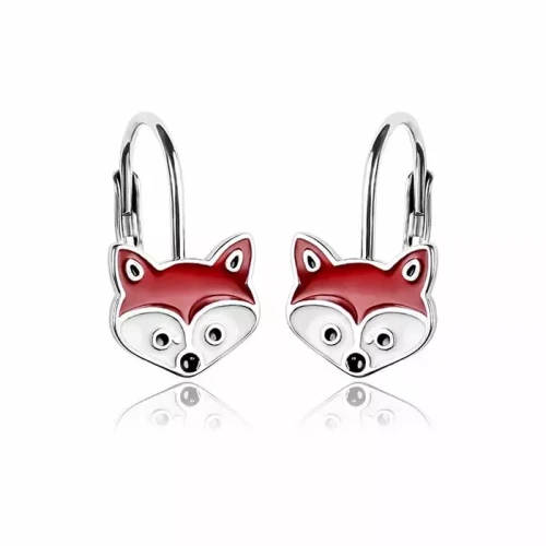 Kolczyki srebrne liski dla dziewczynki angielskie zapięcie rodowane