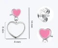 Kolczyki srebrne wiszące serce różowe dla dziewczynki sztyft.webp-alola