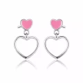 Kolczyki srebrne wiszące serce różowe dla dziewczynki sztyft.webp-alola
