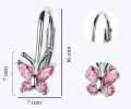 Kolczyki srebrne motylki wiszące dla dziewczynki różowe angielskie.1242A-Alola