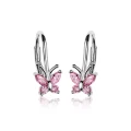 Kolczyki srebrne motylki wiszące dla dziewczynki różowe angielskie.webp-alola