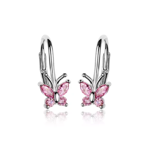 Kolczyki srebrne motylki wiszące dla dziewczynki różowe angielskie.webp-alola