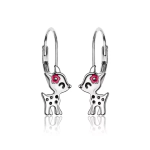 Kolczyki Srebrne Sarenki dla Dziewczynki Angielskie Zapięcie