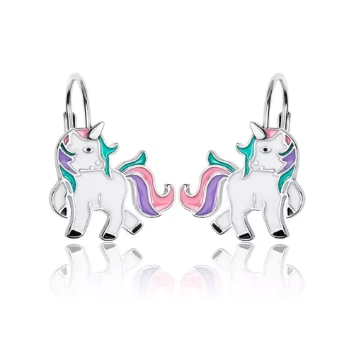 Kolczyki Srebrne Jednorożce Dla Dziewczynki Emalia Angielskie Zapięcie.webp-Alola