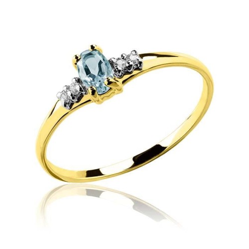 Złoty pierścionek Topaz z cyrkoniami próba 585