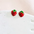 Kolczyki srebrne Truskawki czerwone wkrętki rodowane.webp-Alola