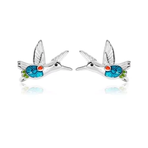 Kolczyki Srebrne Ptaki Kolorowe wkrętki/ Ptaszki/ Koliber