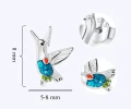 Kolczyki Srebrne Ptaki Kolorowe wkrętki/ Ptaszki rozmiar