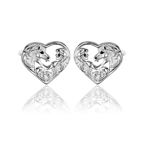 Srebrne Kolczyki Konik Dziewczynka, Konie Dziecko sztyft.webp-Alola