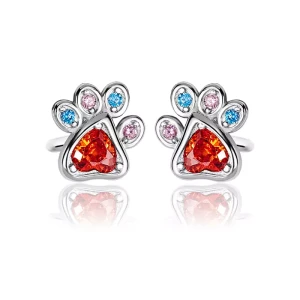 Kolczyki Srebrne Łapki Kolorowe Wkrętki Srebro 925