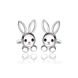 Kolczyki Srebrne dla Dziewczynki Króliczki Rodowane Sztyft