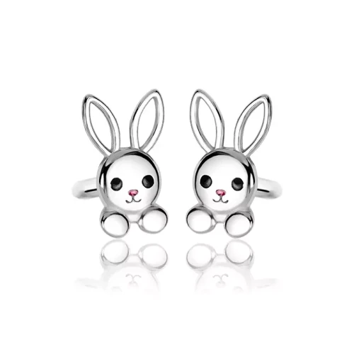 Kolczyki Srebrne dla Dziewczynki Króliczki Rodowane Sztyft