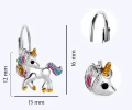 Kolczyki Srebrne Wiszące Jednorożce dla Dziewczynki Angielskie Zapięcie