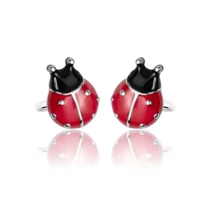 Kolczyki Srebrne Biedronki emalia wkrętki Miraculum