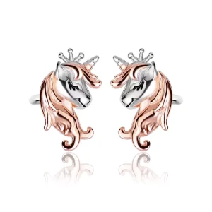 Kolczyki Srebrne dla dziewczynki Jednorożce Pozłacane sztyft 